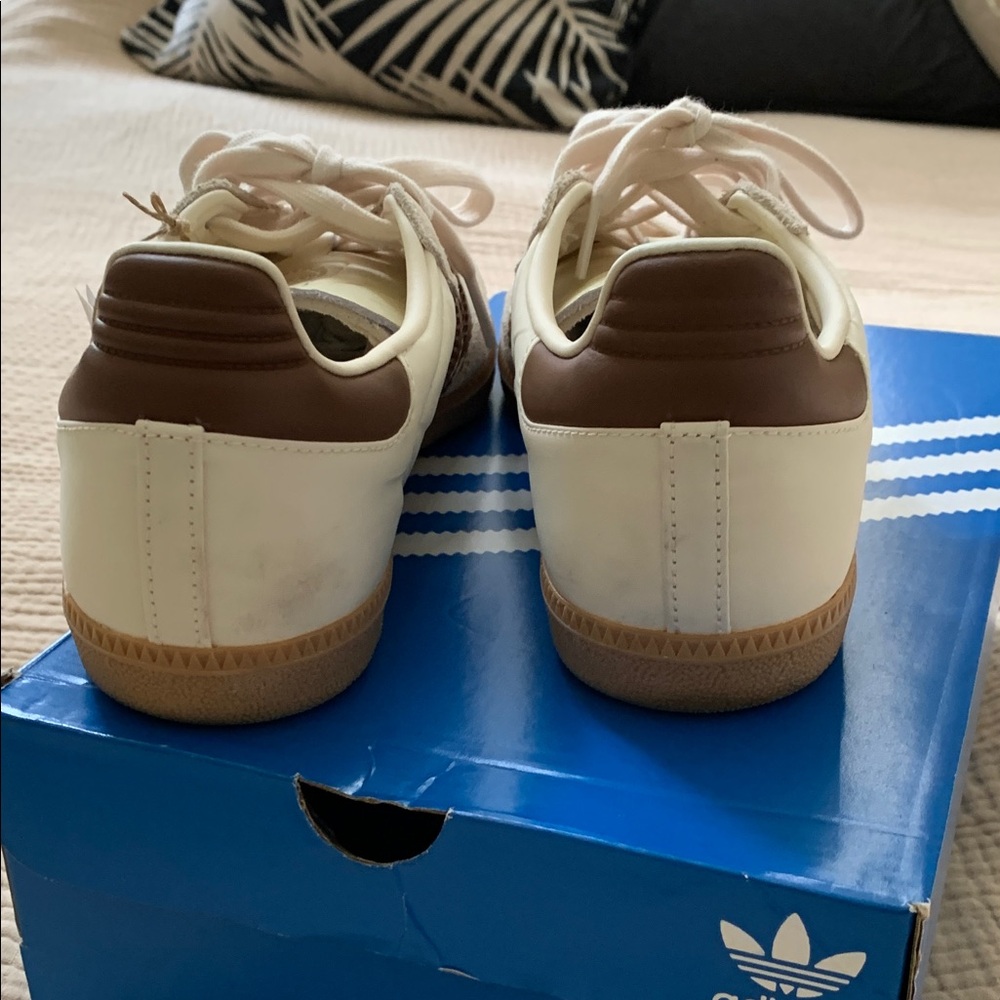 adidas Samba OG Cream and Brown Retro Sneakers - Picture 3 of 12
